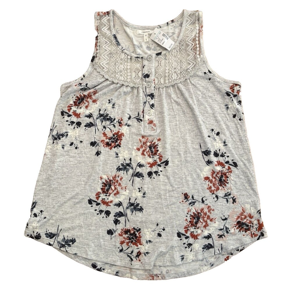 Maurices Shirt Women's Small Lace Sleeveless Floral Tank Babydoll Y2K 2000s NWT